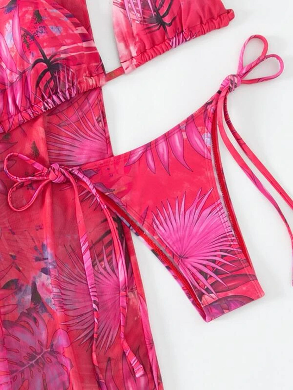 Printed Halter Neck Three-Piece Swim Set