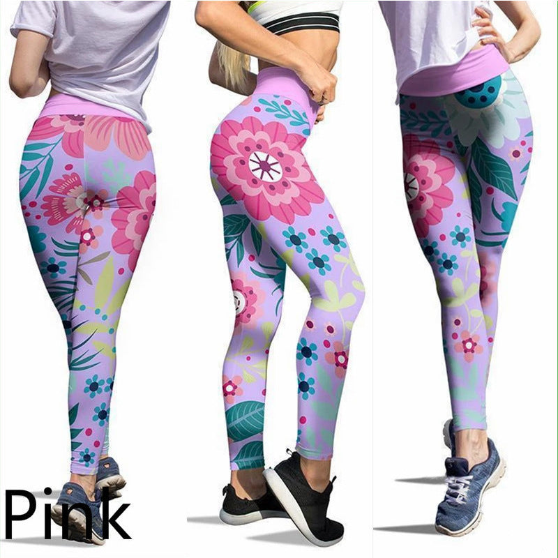 Slim-fit Printed Trousers Yoga Pants