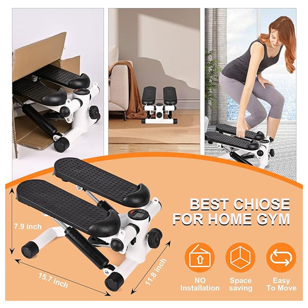 Step Machines, With Adjustable Resistance Bands Home Exercise Fitness Mountaineering Multi-Function Stair Stepper, Professional Cardio Training Stair Stepper