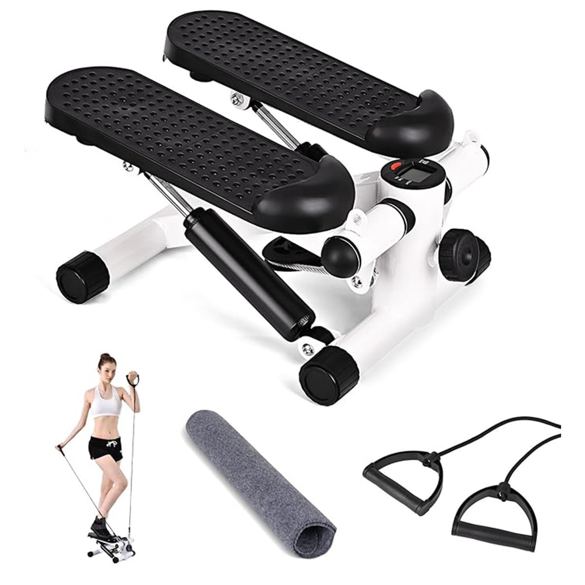 Step Machines, With Adjustable Resistance Bands Home Exercise Fitness Mountaineering Multi-Function Stair Stepper, Professional Cardio Training Stair Stepper