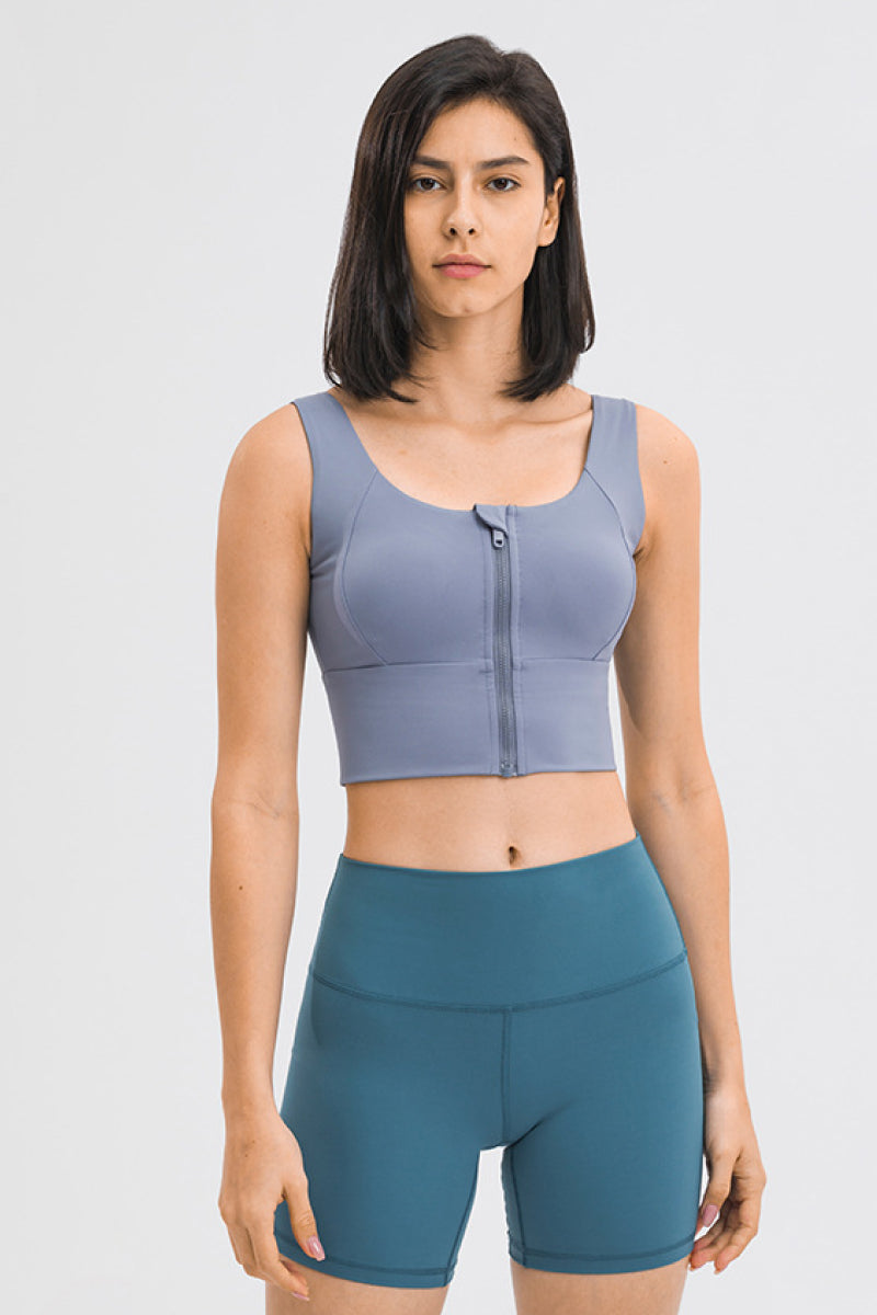 Zipper Front Sport Tank Top